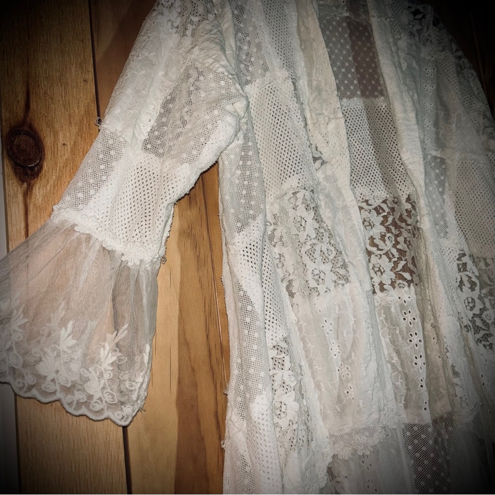 Paper Lace Patchwork Lace & Eyelet Duster Topper 100% Cotton - Picture 7 of 12